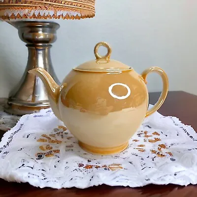 Vintage Victoria Czecho-Slovakia Peach Gold Lusterware 6  Teapot • $15.99