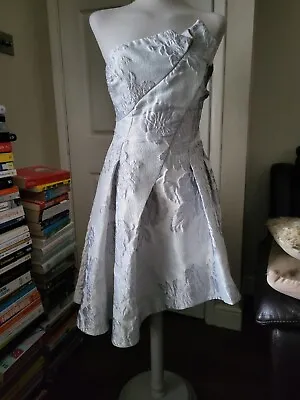 Coast Strapless Silver Special Occasions Evening Dress Size 10 • £9.99