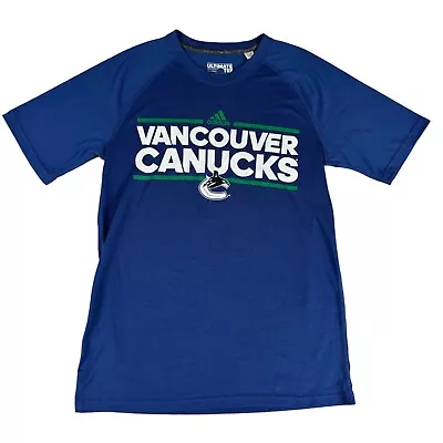 Adidas T-Shirt Men's Small Short Sleeve Vancouver Canucks NHL Blue Climalite • $22.50