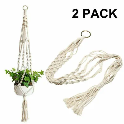 2 Pack Macrame Hanging Planter Basket Rope Pot Holder Decor Garden Plant Hanger  • $8.50