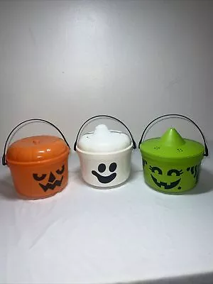 Set Of 3 Vtg 1985-86 McDonalds Halloween Treat Pails Buckets Pumpkin Witch • $40