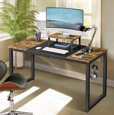 Easyfashion Industrial Computer Desk With Monitor Stand Rustic Brown/Black • $120