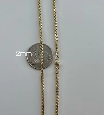 Round Box Chain 14k Gold Box Necklace Real Gold Chain  2mm 18inches 3.5 Grams • $379