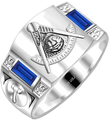 Mens Customizable 0.925 Sterling Silver Masonic Freemason Mason Past Master Ring • $269.99