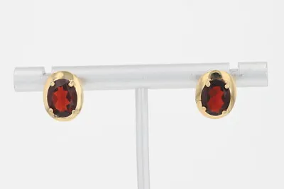 3.04ctw Oval Pyrope Garnet Solitaire Stud Pair Earrings 14K Yellow Gold Mexico  • $209.99