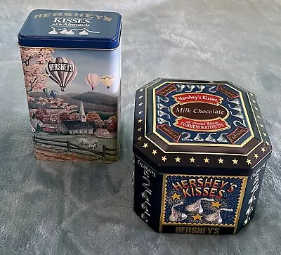 SET OF 2 Vintage HERSHEY Kisses Almonds Tins Cans 1994 & 1999 *FREE SHIP* • $14.99