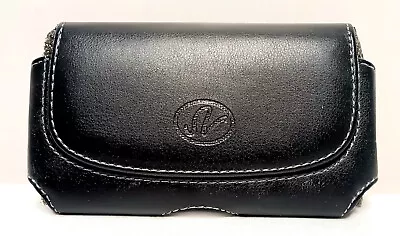 Premium Horizontal Black Leather (gray Stitching) Case Has Belt Loops And Clip • $8