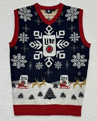 Miller Lite Ugly Christmas Sweater Vest Mens Small • $24