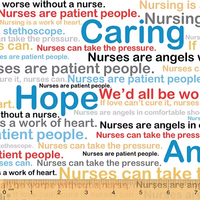 Cotton Nurses Medical Words Phrases Nursing Fabric Print BTY D370.40 • $11.95