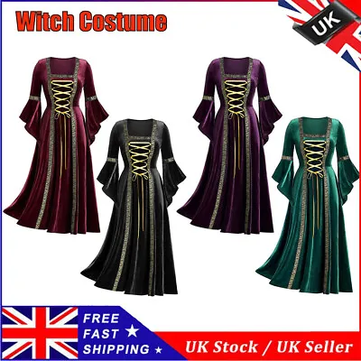 £26.12 • Buy Womens Vintage Gothic Punk Victorian Medieval Witch Costume Cosplay Fancy Dress~