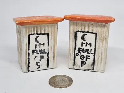 Vintage Outhouse C I'm Full OF S And P Salt & Pepper Shakers Victoria Ceramics • $15