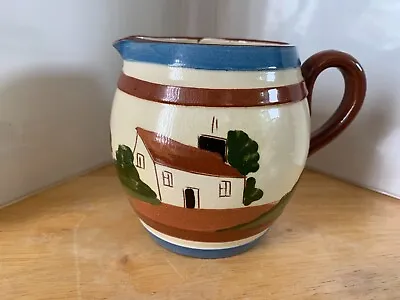 Antique Watcombe Torquay Pottery Motto Ware Pitcher 4.5  Tall England Circa 1928 • $41.39