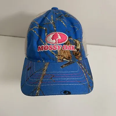 Mossy Oak Blue Pink Camo Camoflauge Mesh Strap Back Trucker Hat Cap Adjustable • $11.77