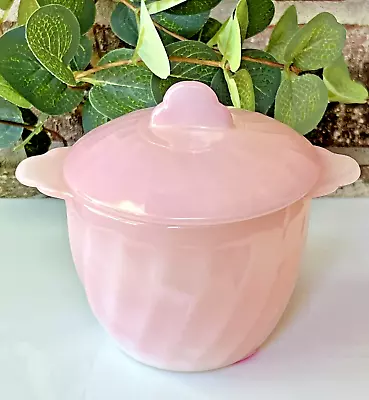 Vintage Pastel Pink Anchor Hocking Fire King Sugar Bowl With Lid Glass 4  • $19.59