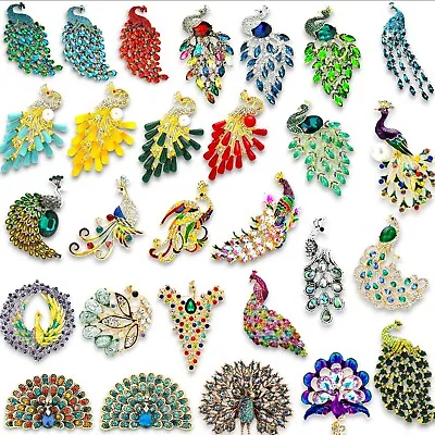 Vintage Peacock Brooches Rhinestone Enamel Pin Party Casual Women Jewelry Gift • $3.82