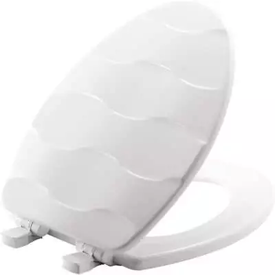 Mayfair Slow Close Elongated White Enameled Wood Toilet Seat • $37.51