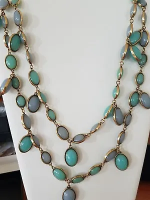 V BY EVA  Jeannart  LoRenzotti Light Blue/Green  Necklace 54 L STRIKING NEW • $65.99