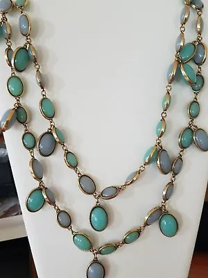 $65.99 • Buy V By Eva  Light Blue/green Beads Necklace 54 L, Striking New