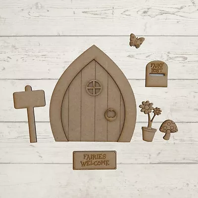 MDF Wooden 13cm Fairy  Door Craft Kit Plain Blank Ready To Decorate Kit Fairy TD • £4.95