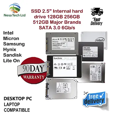 SSD 2.5  Internal Hard Drive 128GB 256GB 512GB Major Brands SATA III • £19.99