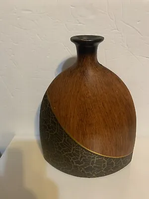 Modern Metal Vase Wood Look Brown Gold  8in X 12 In Approximately • $15
