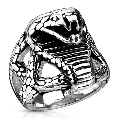 Stainless Steel Men's Fierce Cobra Snake Cast Ring Size 9-14 • $13.99