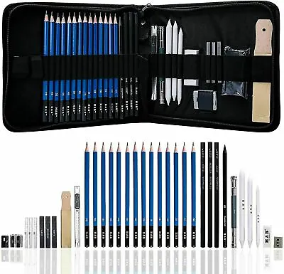 £11.75 • Buy 32x Professional Pencils Kit Artist Sketching Set Drawing Art Graphite Charcoal