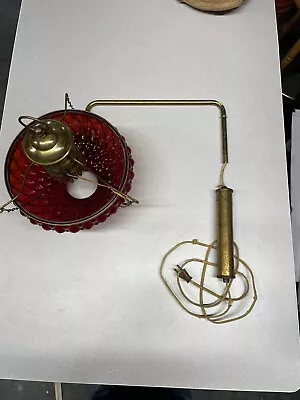 Vintage Wall Hanging Ruby Red Counterweighted Adjustable Parlor Lamp Light • $169.99