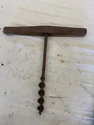 Antique Wood T-Handle Barn Beam Auger  ~ Ships Auger  - 7/8” • $18