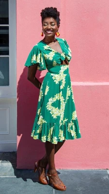 £40 • Buy Trashy Diva 1940s Peekaboo Tiki Tropical Dress Vintage Pinup Green XS Swing New