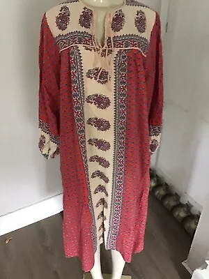 Vintage India Cotton Gauze Dress Indian Cotton Kaftan Gauze MIDI Dress Hippie  • $85