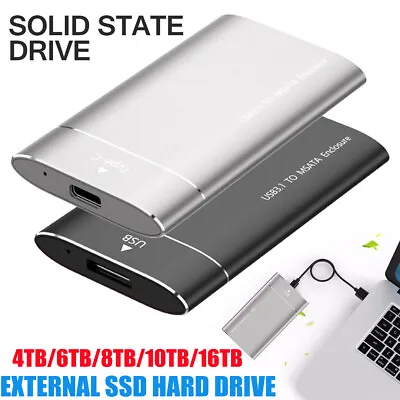 $46.65 • Buy USB3.1 High Speed Solid State Type C Mobile External SSD Hard Drive Disk 4-16TB