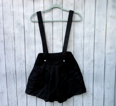 $12.99 • Buy Ladies PIN UP , Minnie Mouse SHORTS ~ BLACK SUSPENDER SHORTS, PEARL BUTTON Small
