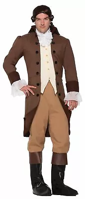 Colonial Gentleman Costume Mens Brown  Revolutionary Officer Historical Std • $77.95