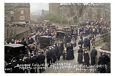 Ptc4137 - Yorks. - Barrow Colliery Disaster Worsbro' Church Funerals Print 6x4 • £2.20