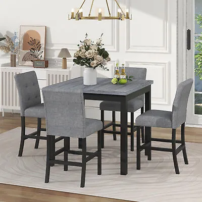 5Piece Counter Height Dining Set Square Dining Room Table And 4 Barstools Chairs • $566.99