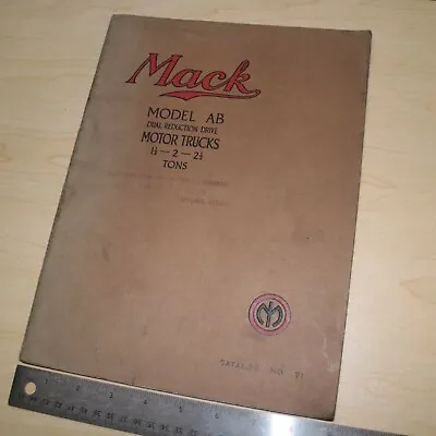 Mack Truck Model AB Chain Drive Sales Brochure Catalog No. 71 Vintage Guide Book • $350