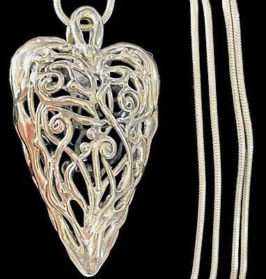 HAGIT GORALI HG PENDANT NECKLACE Sterling Silver Heart .925 Israel 24-1/2” Chain • $72