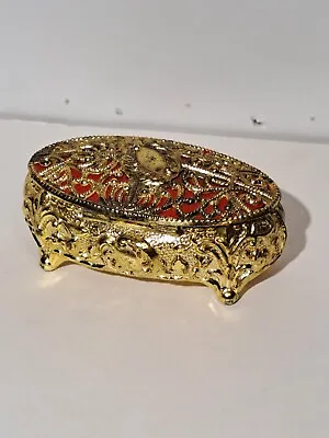 Vintage Japan Metal Gold Tone Footed Trinket Jewelry Box 3.5  • $22.99