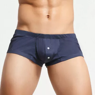 Mens Underwear Sexy Low Rise Arrow Shorts Button Open Front Boxer Shorts U Pouch • $10.89