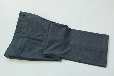 1985 Gray Blue Houndstooth Wool Tweed Flat Front Custom Western Pants 36 X 31.5 • $28.94