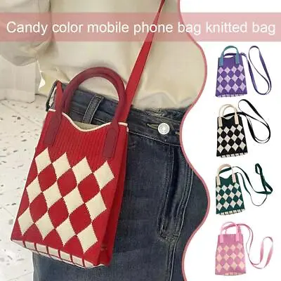 New Fashion Women's Crossbody Shoulder Bag Knitting Candy Color Mobil Sell • $6.80