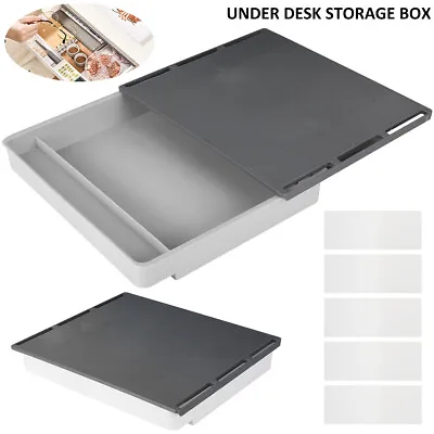 Under Desk Drawer Hidden Tray Drawer Organizer Storage Box Self-Adhesive Pencil • $26.99