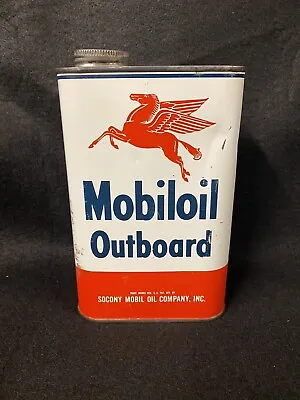 Mobiloil Mobil Pegasus 1 Qt Empty Metal Outboard Motor Oil Can • $125