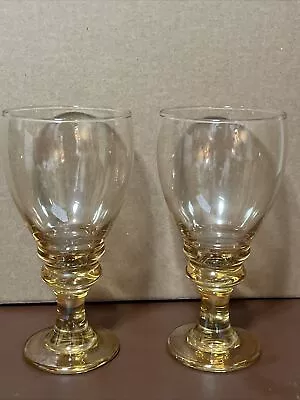 4 Libbey Splash Amber Iridescent Hand Blown Water/Wine Glasses • $28