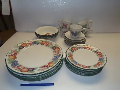 25pc Dinner & Salad Plate Cereal Bowl Cup Epoch MARKET DAY Noritake FRUIT • $125