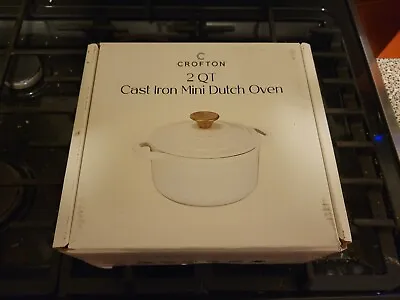 Crofton 7 Inch 2QT Cast Iron Mini Dutch Oven WHITE Oven Safe **BRAND NEW** • $59.99