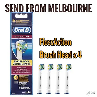 $32.95 • Buy Braun Oral B Power Toothbrush Floss Action Refills 4 Pack Brush Head Genuine NEW