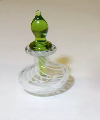Dollhouse Blown Glass Swirl Genie Potion Perfume Bottle Artisan Miniature Green • $11.95
