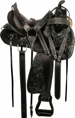 Stunning Western Pleasure Trail Saddle - Hand-Tooled Leather Sizes 12  To 18  • $475